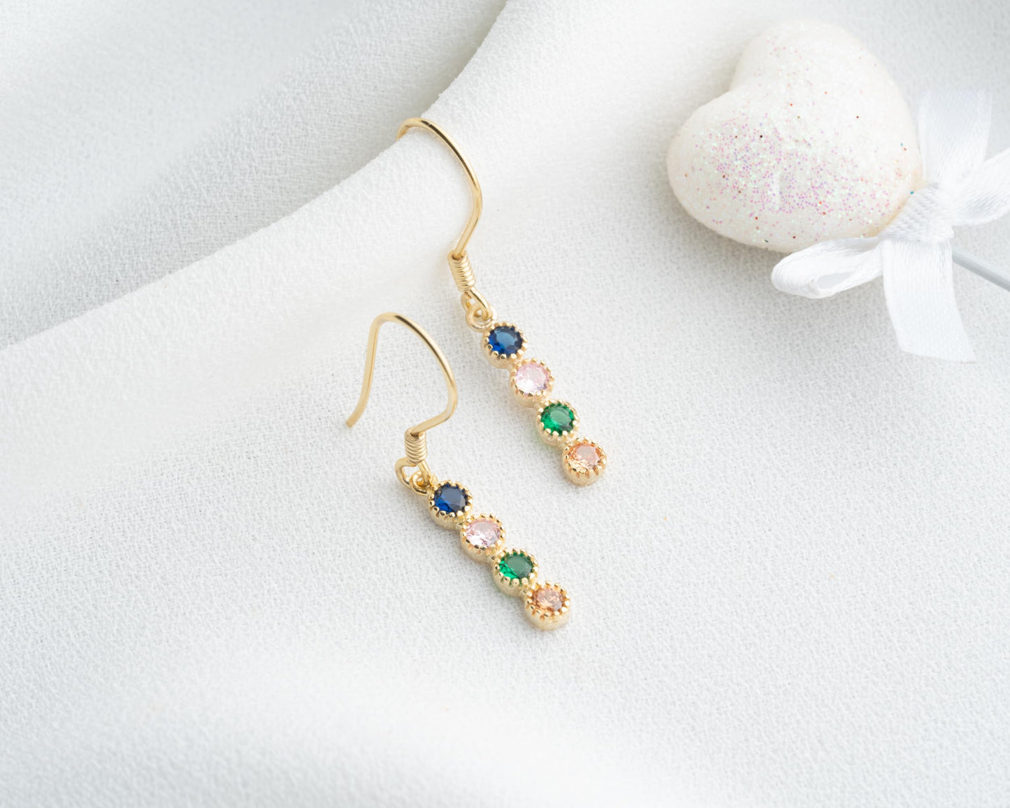 Personalized Birthstone Earrings for Women, 925 Sterling Silver