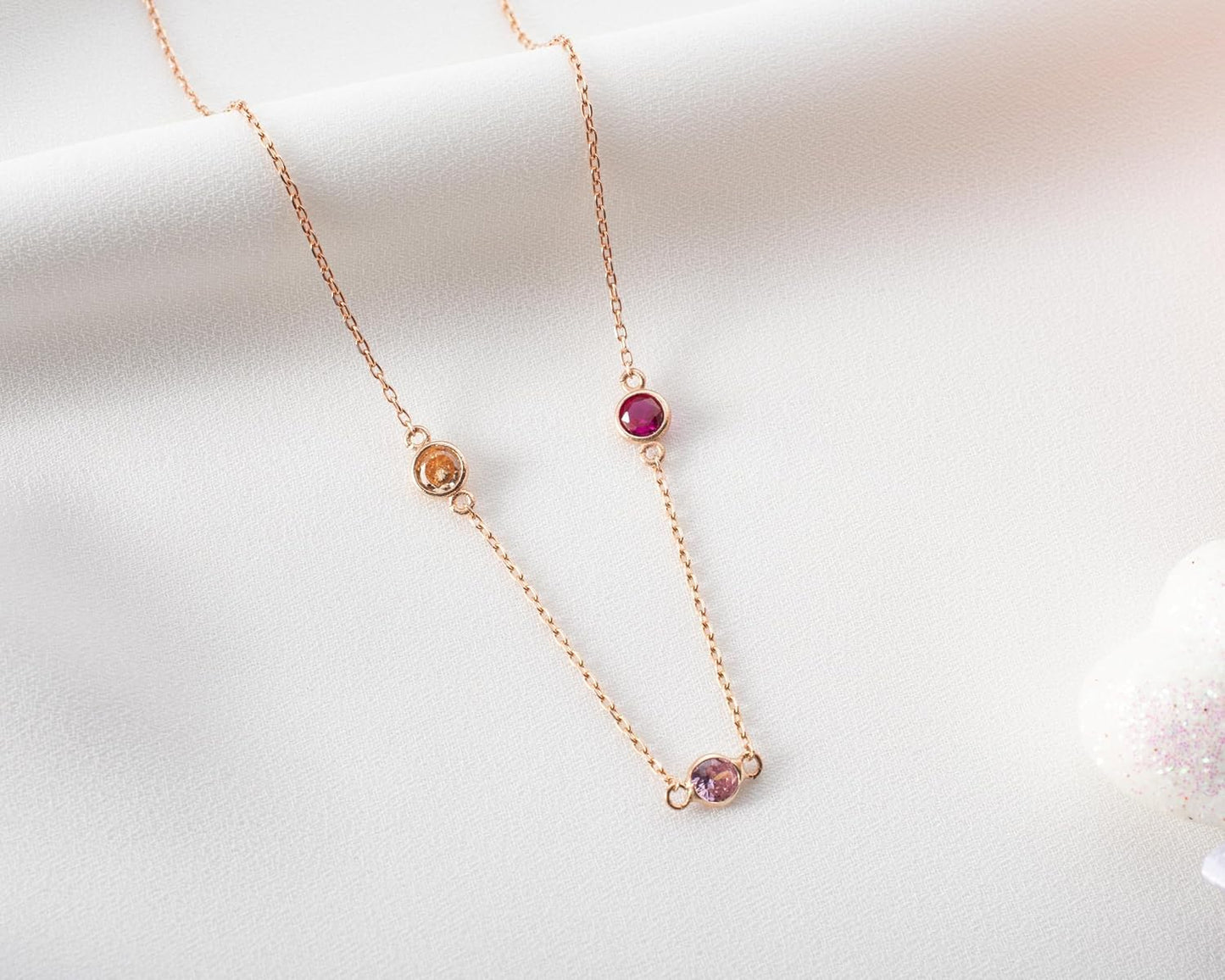 Personalized Birthstone Necklace For Women, 925 Sterling Silver