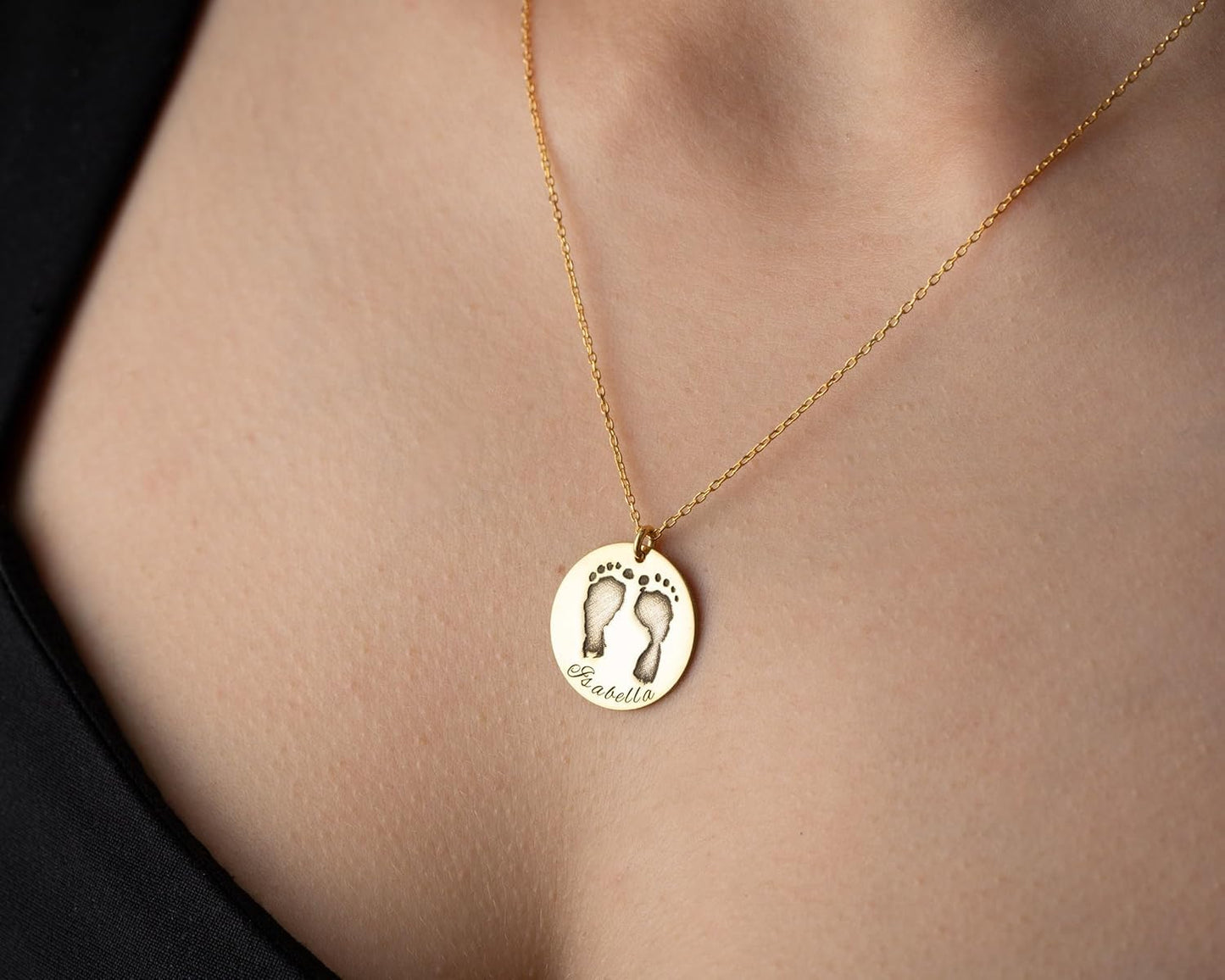 Personalized Newborn Footprint Necklace, 925 Sterling Silver