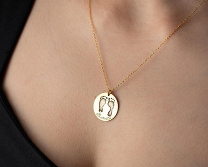 Personalized Newborn Footprint Necklace, 925 Sterling Silver