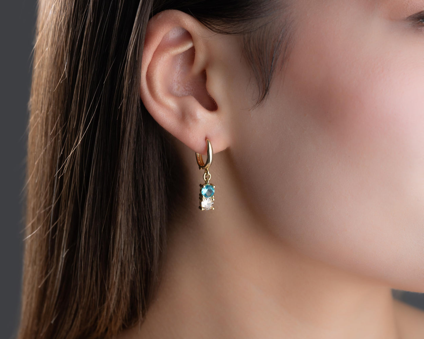 Personalized Dangle Birthstone Earrings for Wome, 925 Sterling Silver