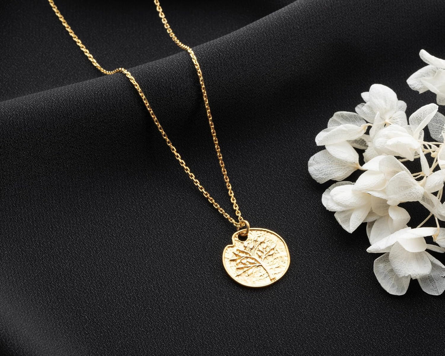 Tree of Life Necklace Hammered, 925 Sterling Silver