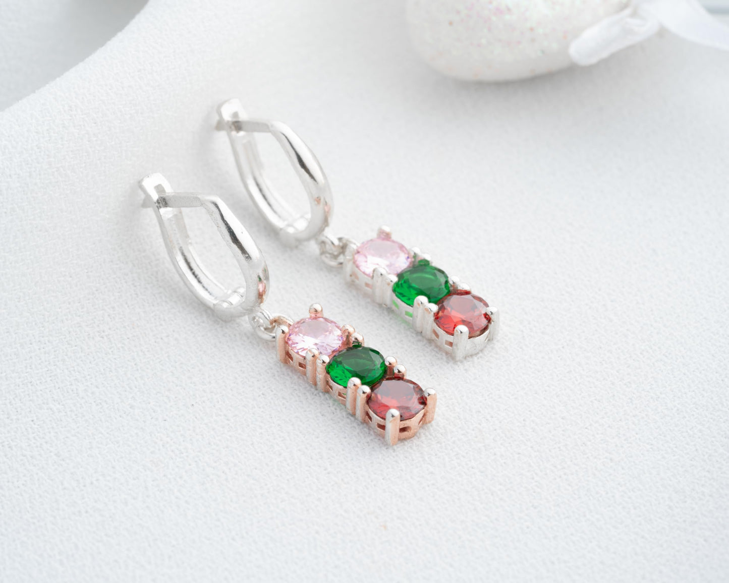 Personalized Dangle Birthstone Earrings for Wome, 925 Sterling Silver