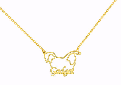 Personalized Dog Ears And Name Necklace, 925 Sterling Silver