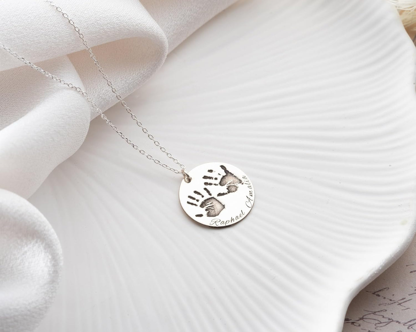 Personalized Newborn Footprint Necklace, 925 Sterling Silver