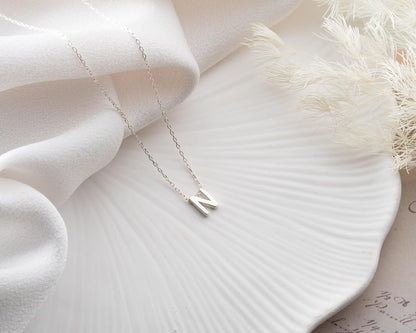 3d Letter Personalized Initial Letter Necklace, 925 Sterling Silver