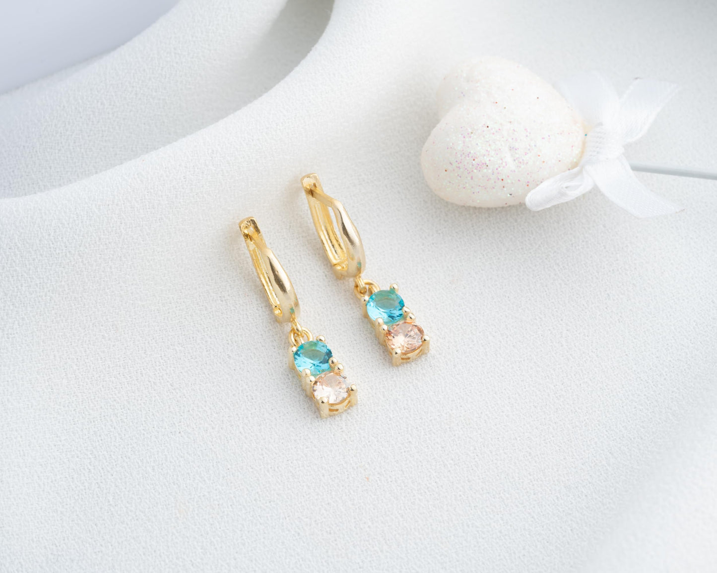 Personalized Dangle Birthstone Earrings for Wome, 925 Sterling Silver