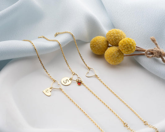 Personalized Bracelet for Women with Birthstone and Initial Disc, 925 Sterling Silver