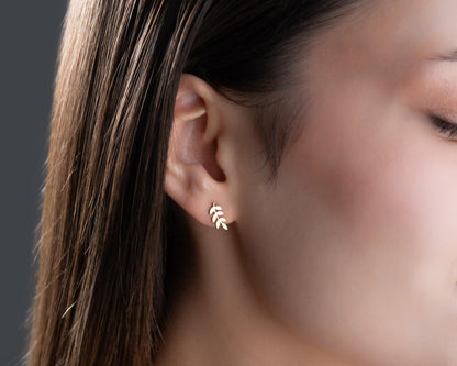 Custom Leaf Earrings for Women, Nature Inspired Stud Earrings, 925 Sterling Silver