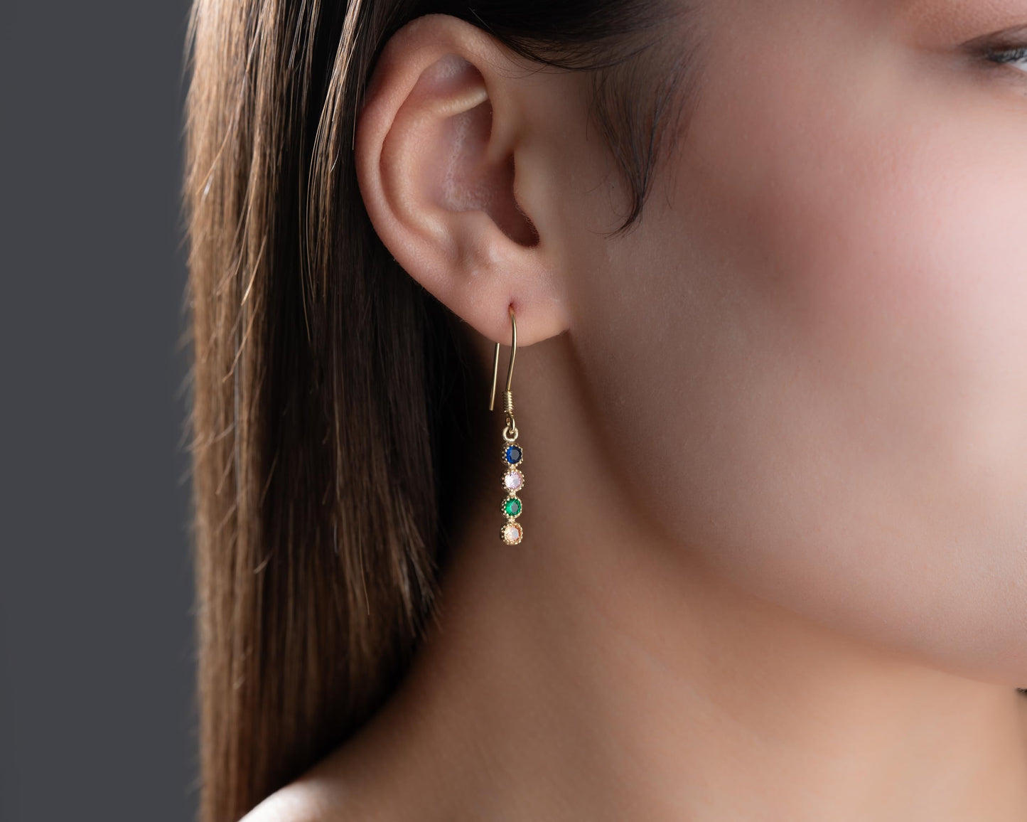 Personalized Birthstone Earrings for Women, 925 Sterling Silver