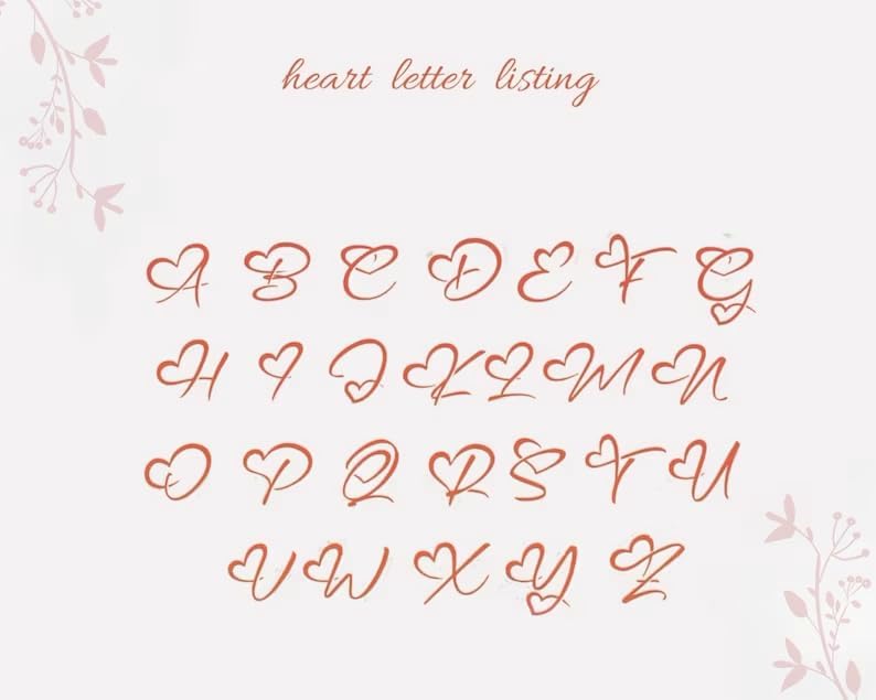 Custom Initial Necklace with Heart, 925 Sterling Silver