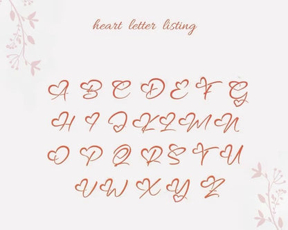 Custom Initial Necklace with Heart, 925 Sterling Silver